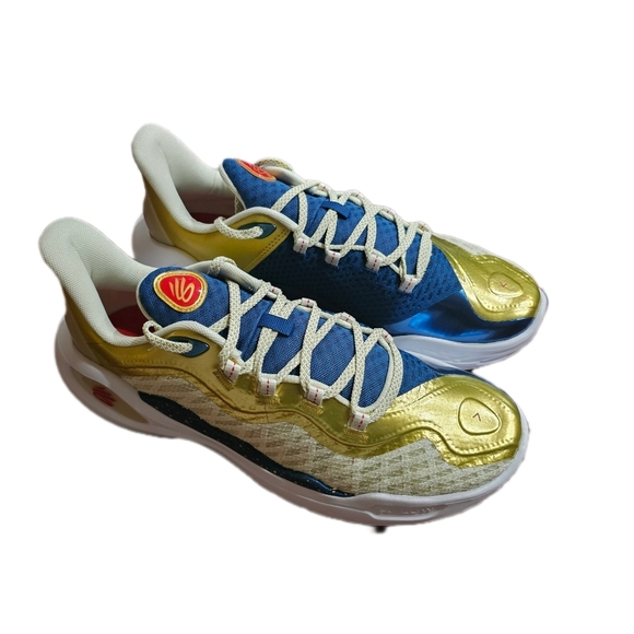 Under Armour Curry 11 Basketball Shoes, blue and gold, Mens, size 12 - Picture 2 of 9